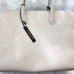 Claudia Firenze Italian leather extra large satchel in cream NWT